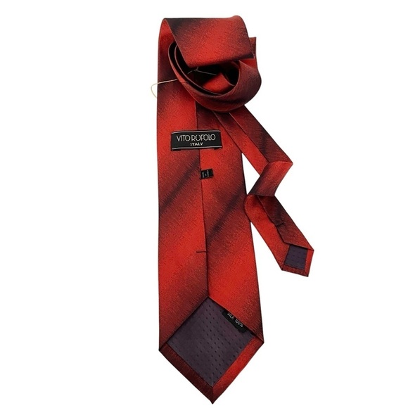 NWT Vito Rufolo Italy Men's Neck Tie Red Black Silk 58 in. Office Work Career - Picture 4 of 5
